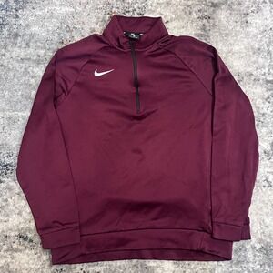 Nike Mens Single Swoosh 1/4 Quarter Zip‎ Jacket Size Large, Red